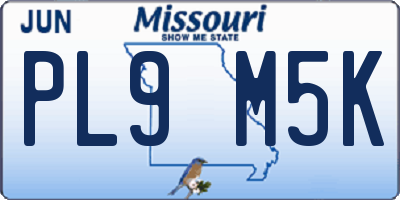 MO license plate PL9M5K