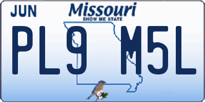MO license plate PL9M5L