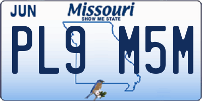 MO license plate PL9M5M