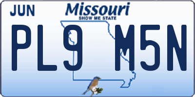 MO license plate PL9M5N