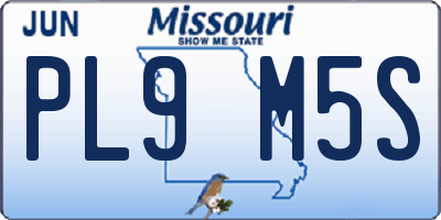 MO license plate PL9M5S