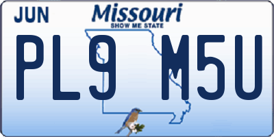 MO license plate PL9M5U