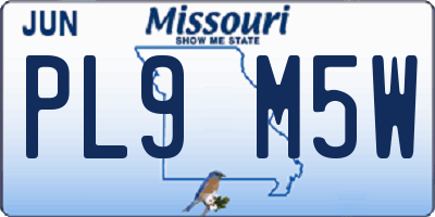 MO license plate PL9M5W