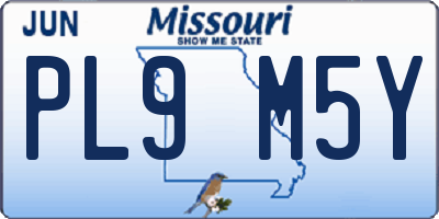 MO license plate PL9M5Y