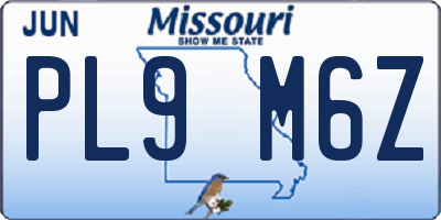 MO license plate PL9M6Z