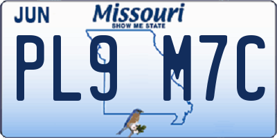 MO license plate PL9M7C