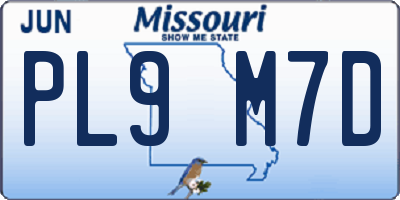 MO license plate PL9M7D