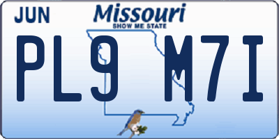 MO license plate PL9M7I