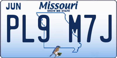 MO license plate PL9M7J