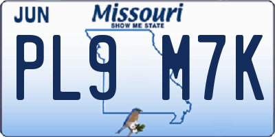 MO license plate PL9M7K