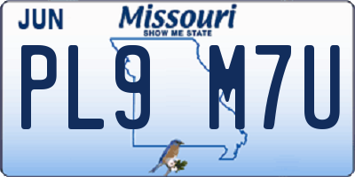 MO license plate PL9M7U