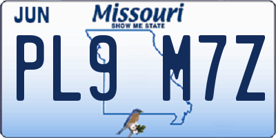 MO license plate PL9M7Z