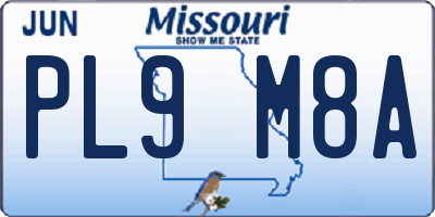 MO license plate PL9M8A