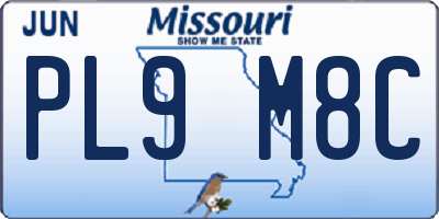 MO license plate PL9M8C