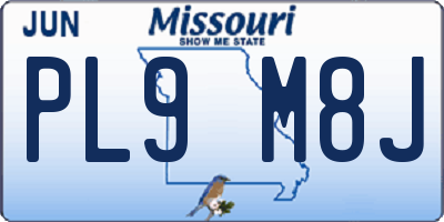 MO license plate PL9M8J