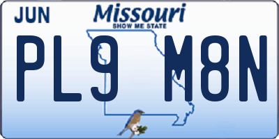 MO license plate PL9M8N
