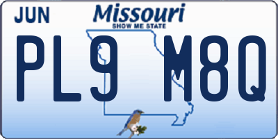 MO license plate PL9M8Q
