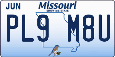 MO license plate PL9M8U