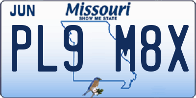 MO license plate PL9M8X