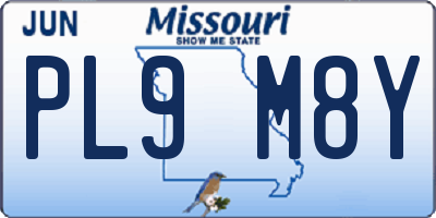 MO license plate PL9M8Y