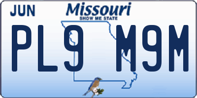 MO license plate PL9M9M
