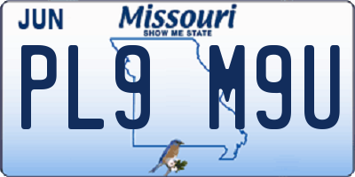MO license plate PL9M9U