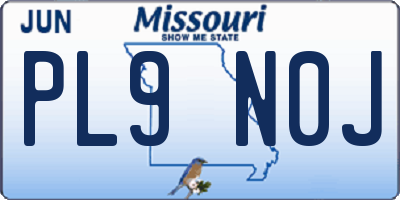 MO license plate PL9N0J