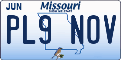 MO license plate PL9N0V