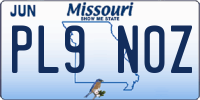 MO license plate PL9N0Z