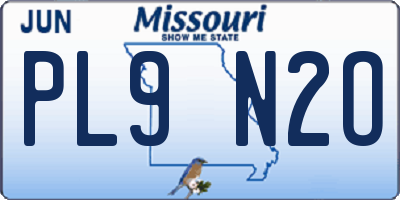 MO license plate PL9N2O
