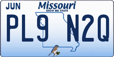 MO license plate PL9N2Q