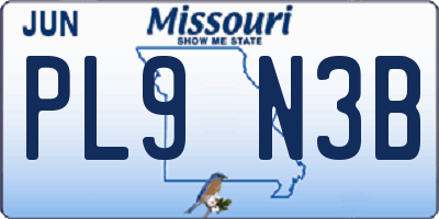 MO license plate PL9N3B