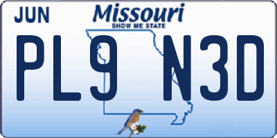 MO license plate PL9N3D