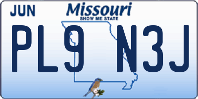 MO license plate PL9N3J