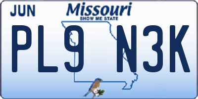 MO license plate PL9N3K