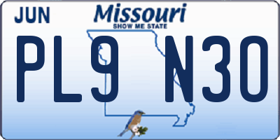 MO license plate PL9N3O
