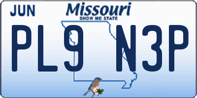 MO license plate PL9N3P