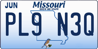 MO license plate PL9N3Q