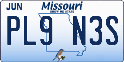 MO license plate PL9N3S
