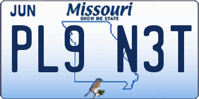 MO license plate PL9N3T
