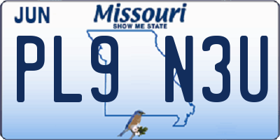 MO license plate PL9N3U