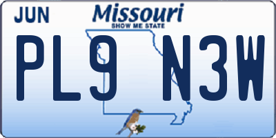 MO license plate PL9N3W