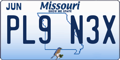 MO license plate PL9N3X