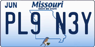 MO license plate PL9N3Y