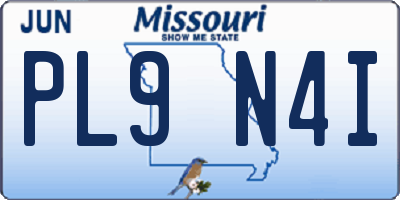MO license plate PL9N4I
