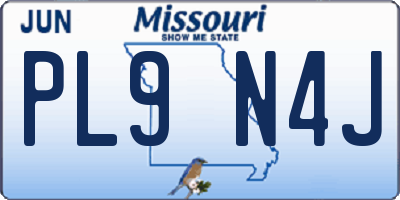 MO license plate PL9N4J