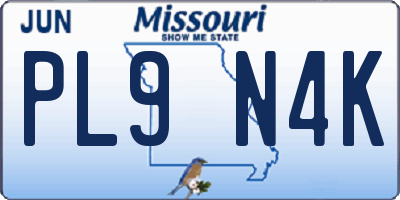 MO license plate PL9N4K