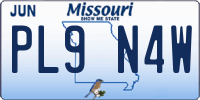 MO license plate PL9N4W