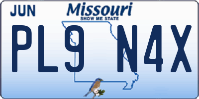 MO license plate PL9N4X
