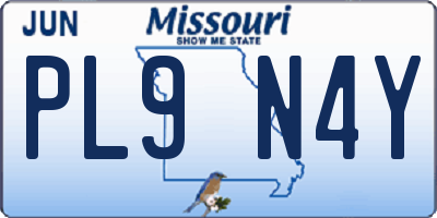 MO license plate PL9N4Y
